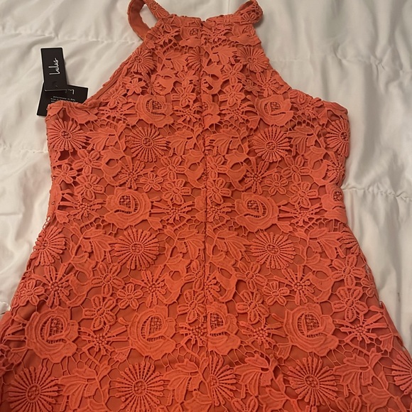 NWT Lulus Love Poem Coral Orange Mini Dress - Picture 5 of 6